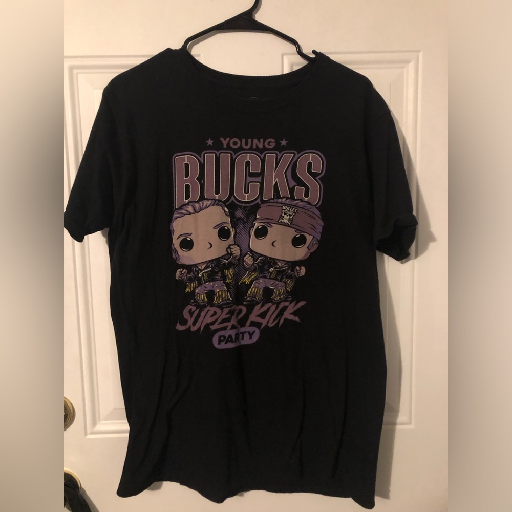 Young Bucks Super Kick Party T-Shirt Men's Size L Black Funko Pop Tees